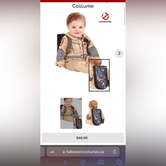 Ghostbuster Jumpsuit With Attached Elbow Pads and Backpack Straps - Picture 3 of 4